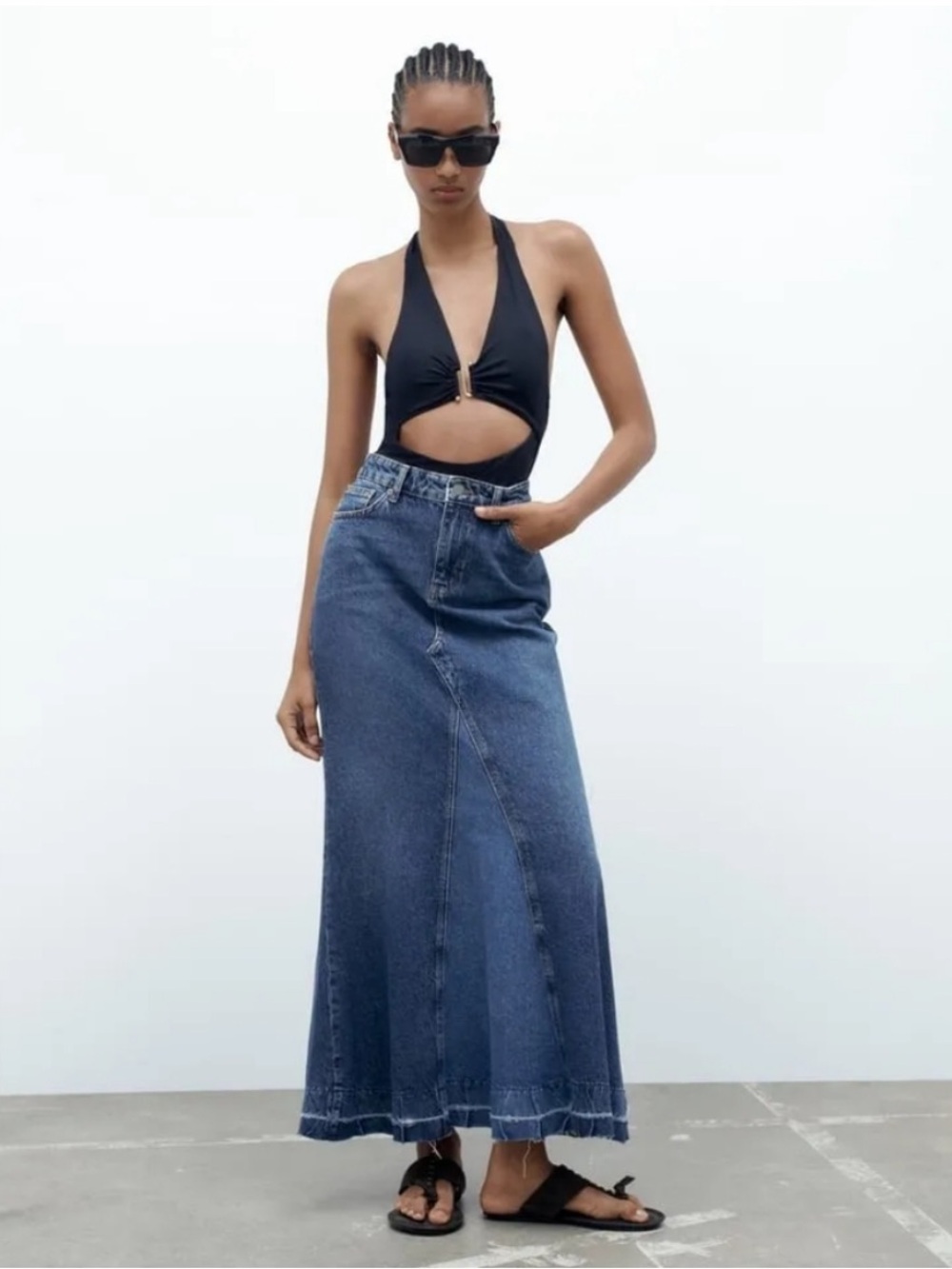 ZARA High Waist Denim Skirt